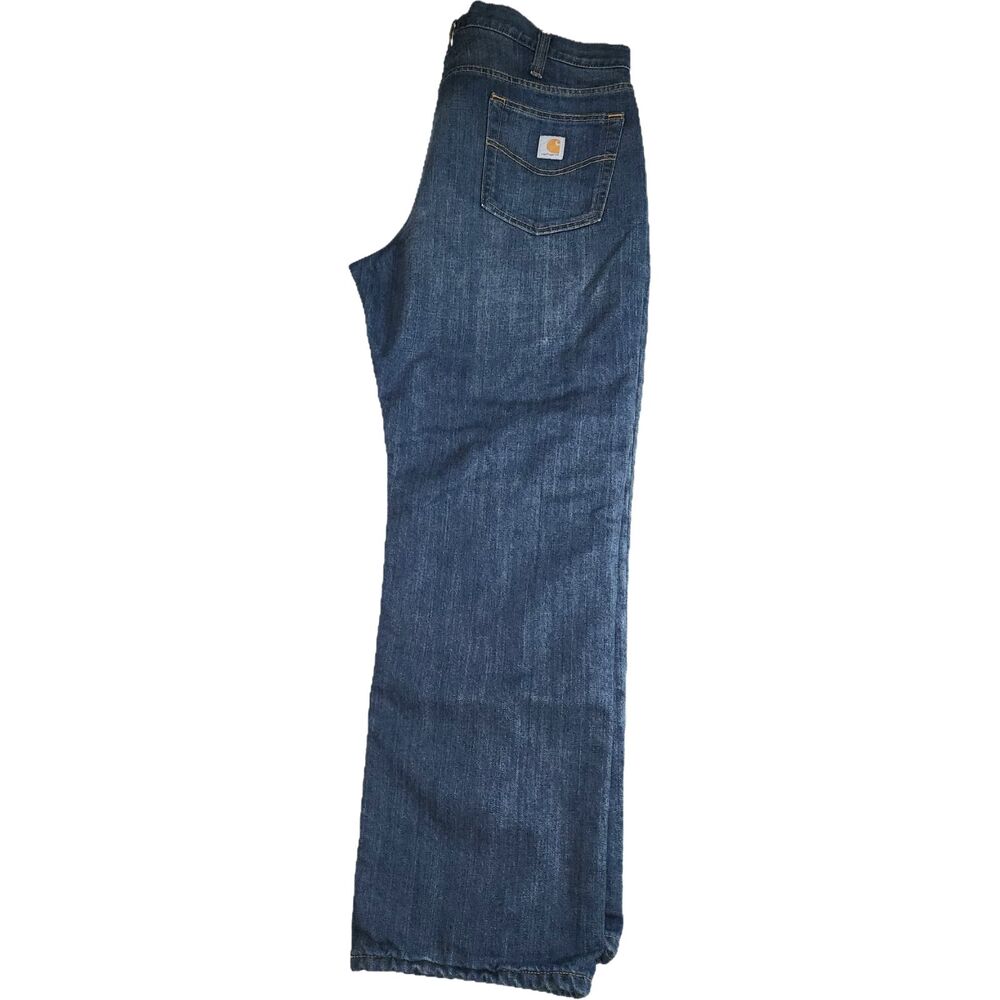 Carhartt Men's Fleece Lined Relaxed Fit Blue Denim Jeans Size 40 x 30
